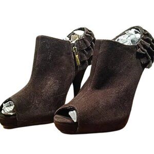 Rue 21 Women's Brown Suede Ruffles Booties